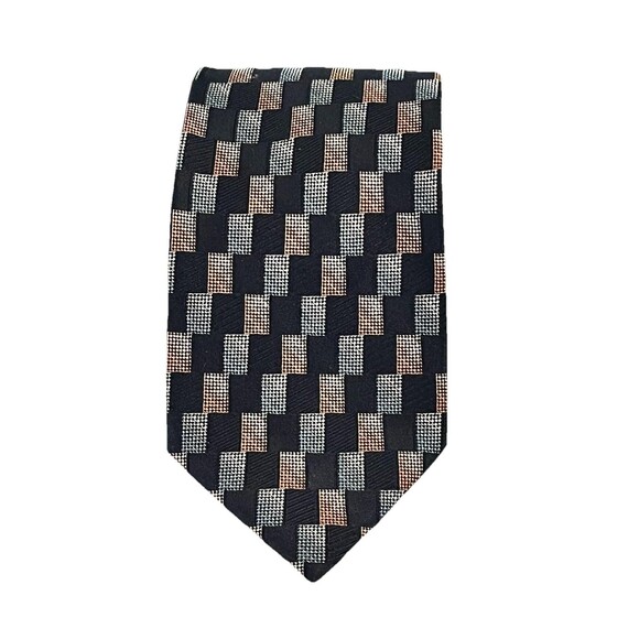 Allyn Saint George Men's Silk Tie 59” X 3.5” Multi-Color Geometric Squares - Picture 1 of 5